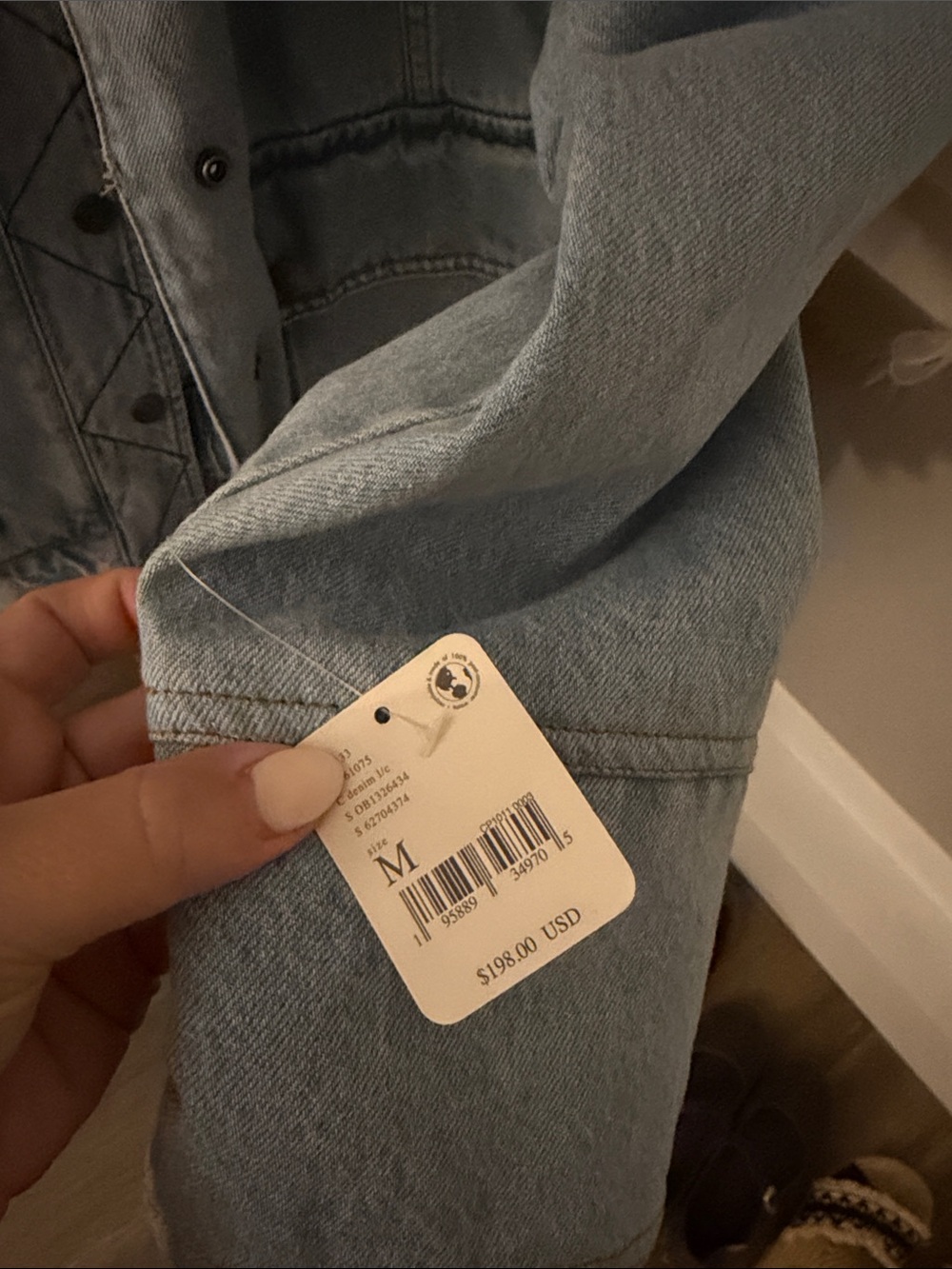 Free People Light Wash Denim Sherpa Jacket - Picture 2 of 5